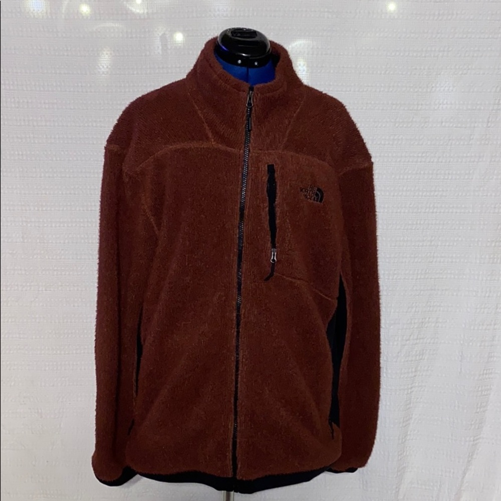 Men’s north face unique fuzzy coat jacket brown - Picture 1 of 6